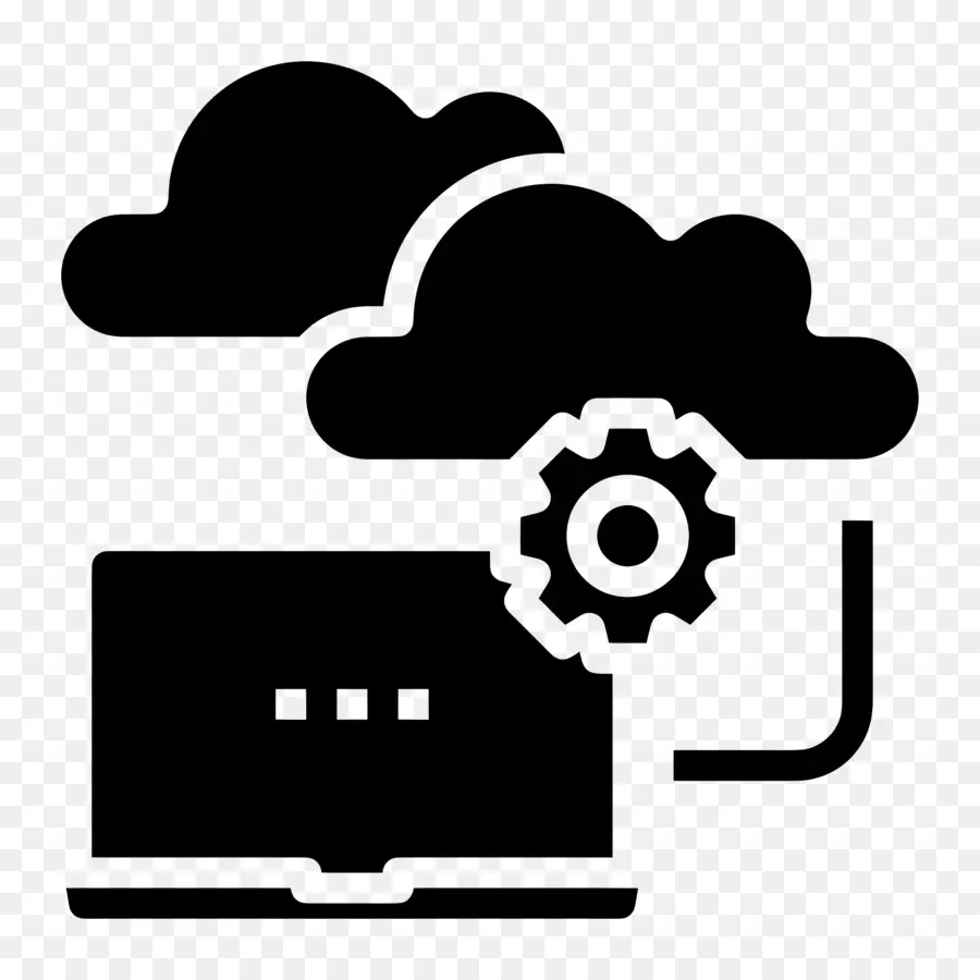 Ikon Server Cloud，Latar Belakang Hitam PNG