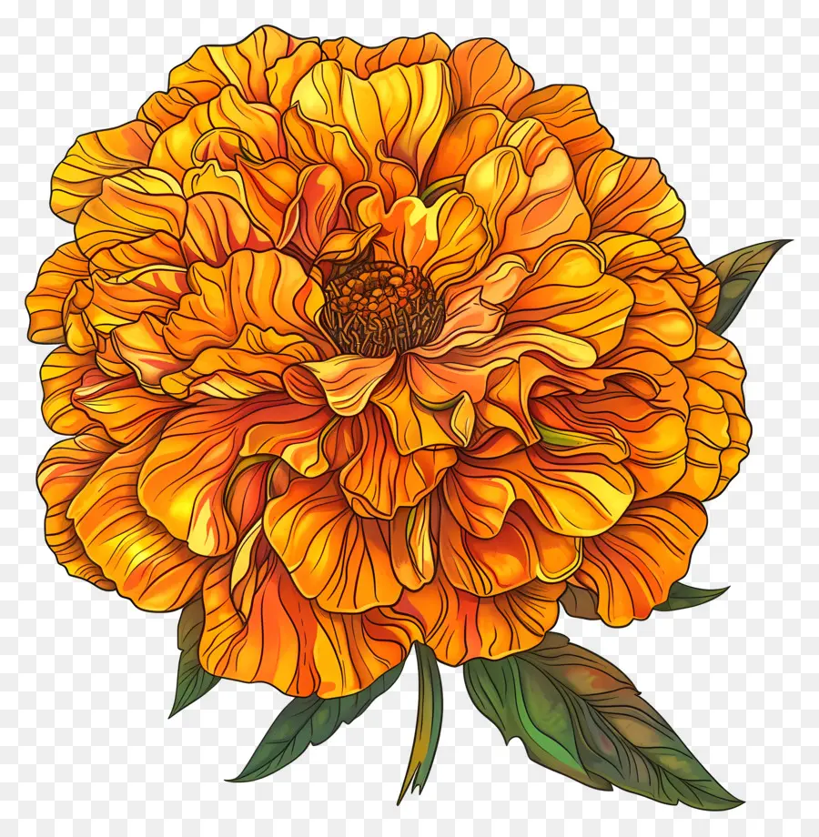 Marigold Yellow，Orange Bunga PNG