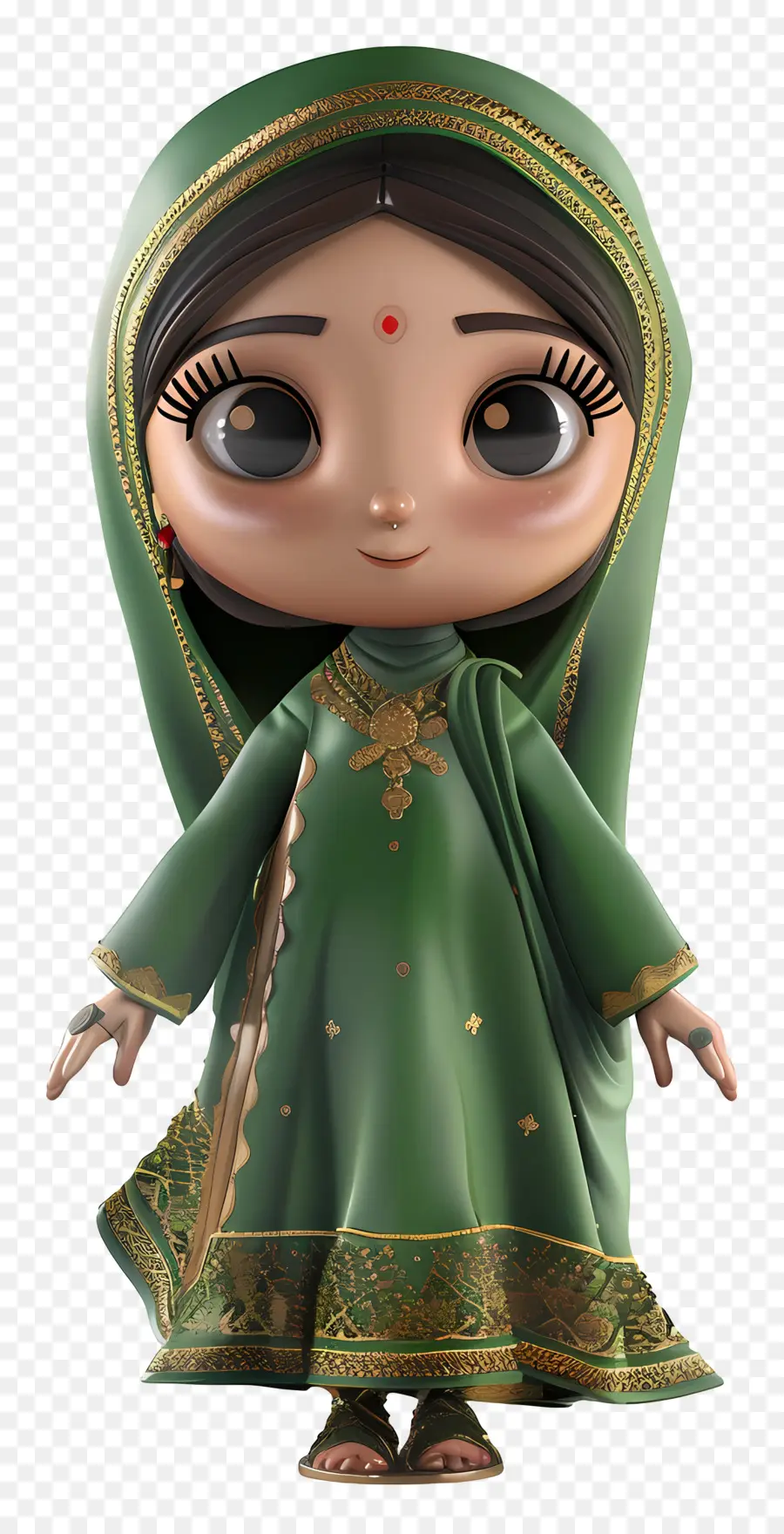 Gadis Pakistan，Boneka Berpakaian Hijau PNG