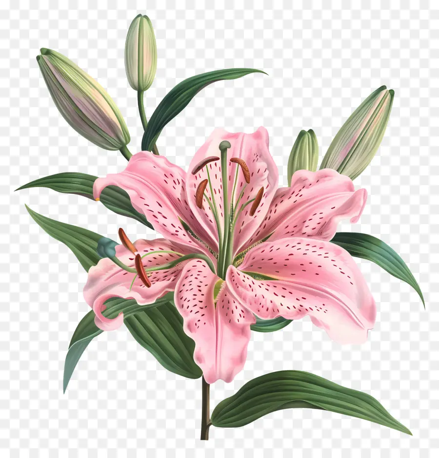 Bunga Lily Merah Muda，Kelopak Bunga PNG