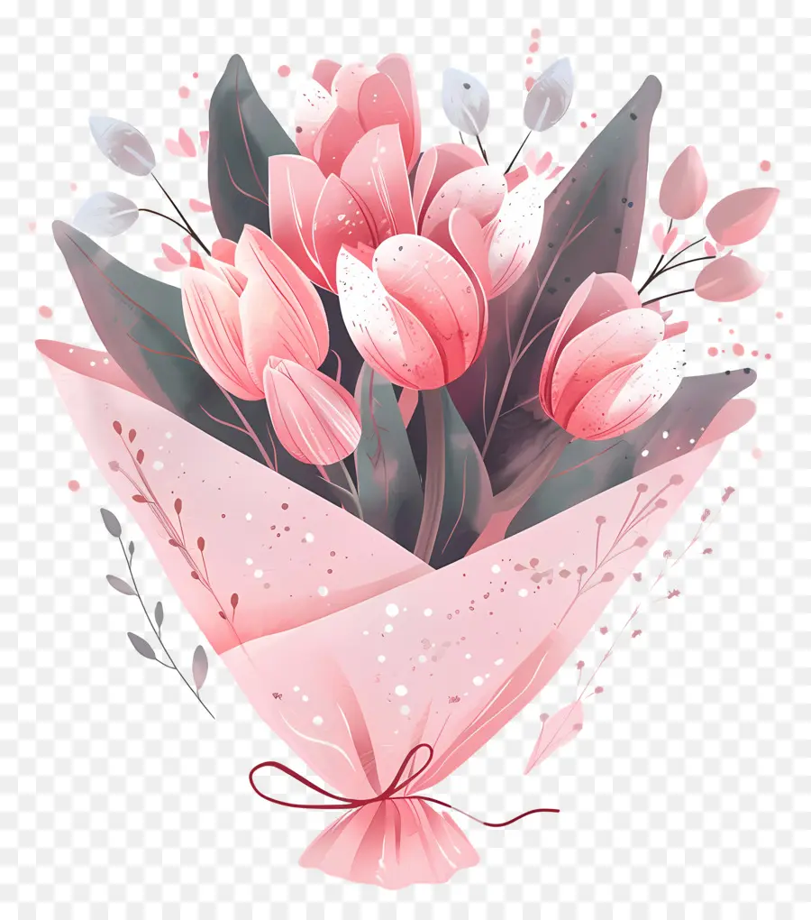 Karangan Bunga Tulip，Pink Tulips PNG