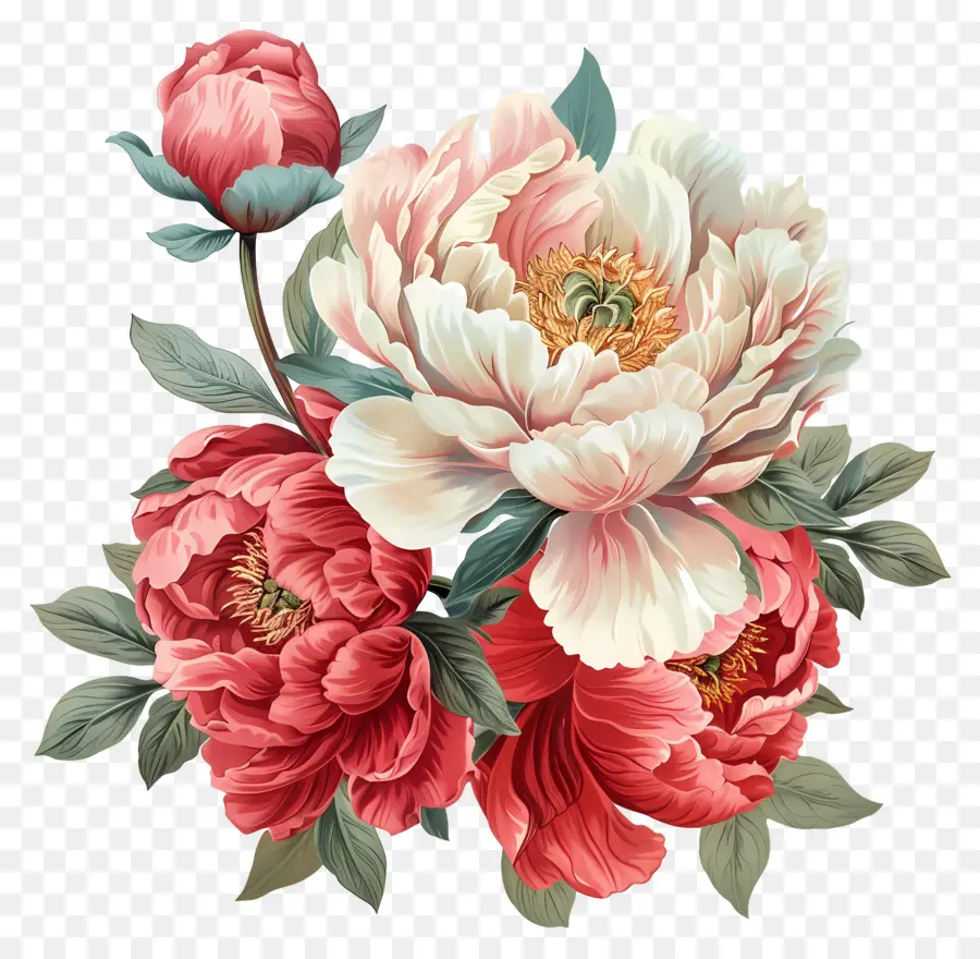 Bunga Peony，Bunga Merah Muda PNG