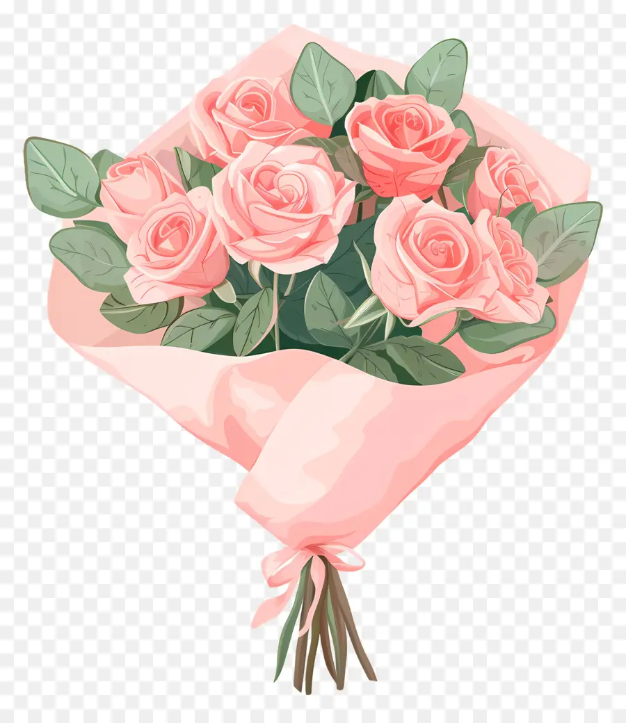 Mawar Buket，Mawar Merah Muda PNG