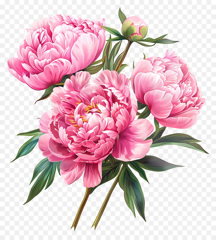 Bunga Pink Peony，Mekar Penuh PNG
