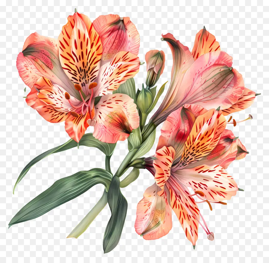 Bunga Alstroemeria，Lili Merah Muda PNG