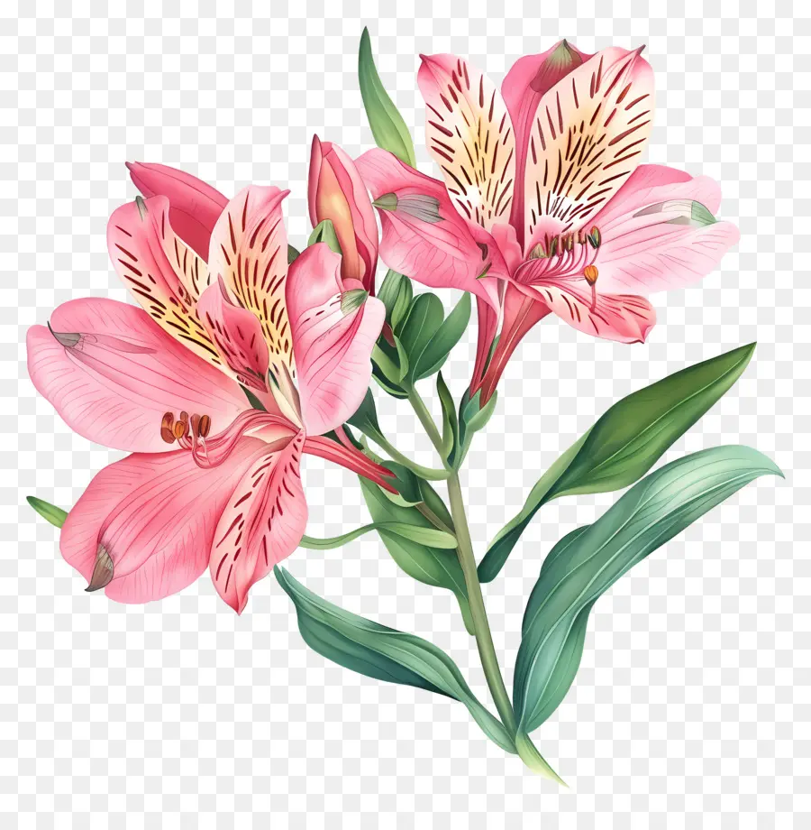 Bunga Alstroemeria，Pink Lily PNG