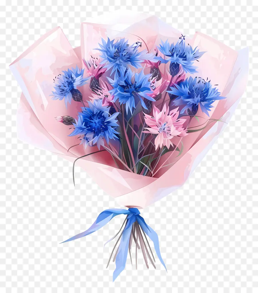 Buket Cornflowers，Bunga Bunga Biru PNG