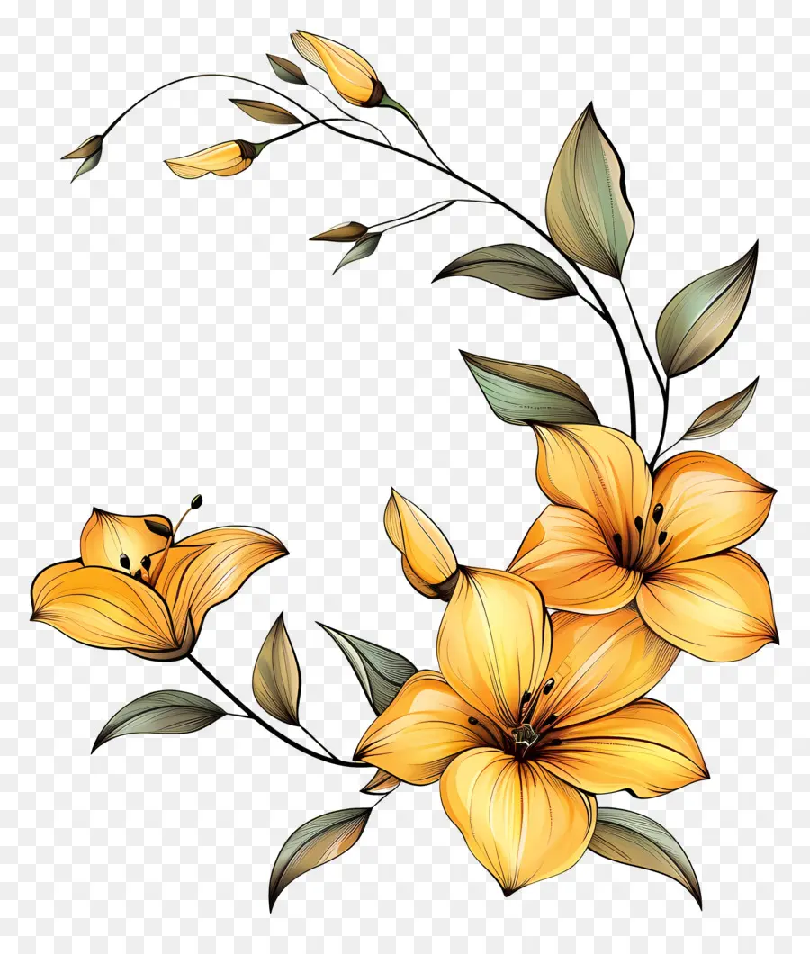 Bunga Kuning，Kuning Lili PNG