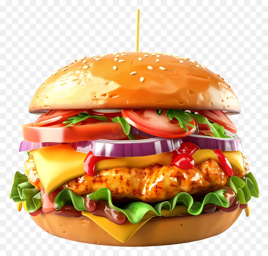 Burger Ayam，Keju PNG