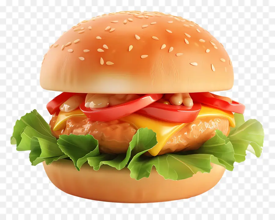 Burger Ayam，Sandwich Ayam PNG