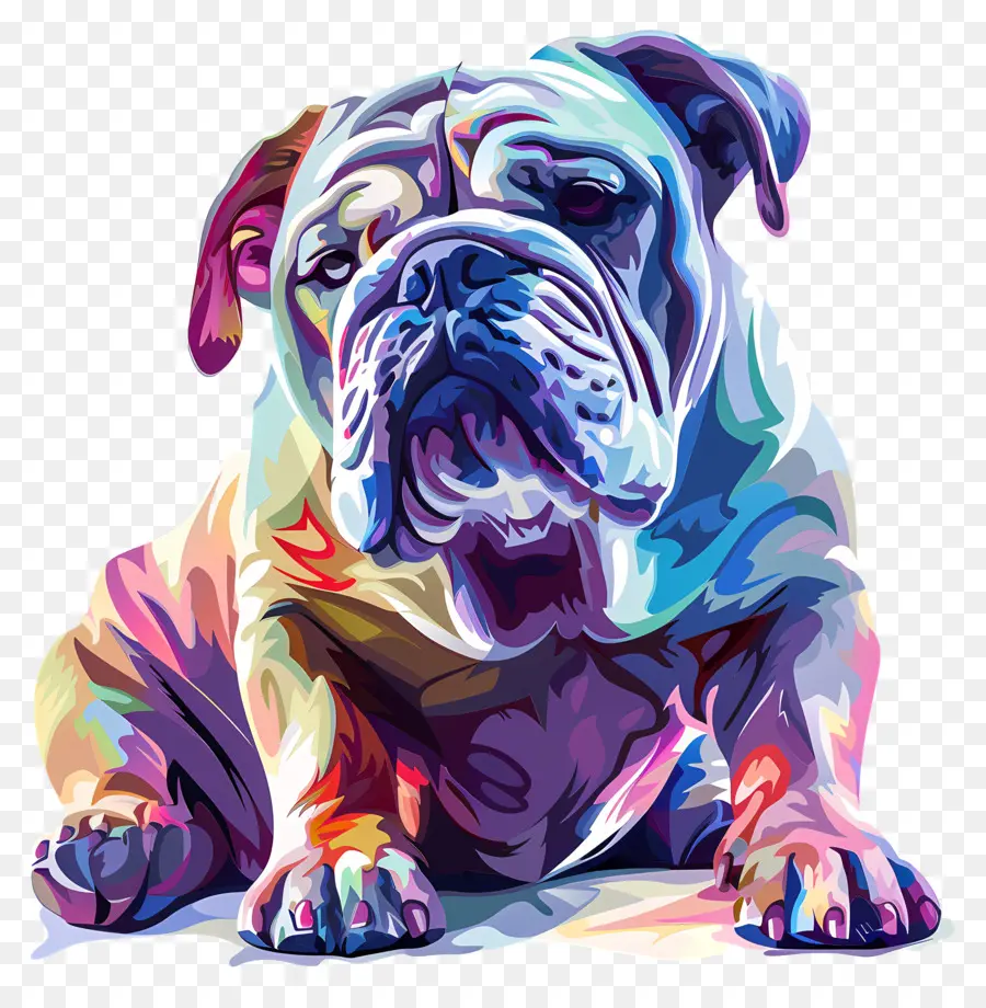 Bulldog，Lukisan Berwarna Warni PNG