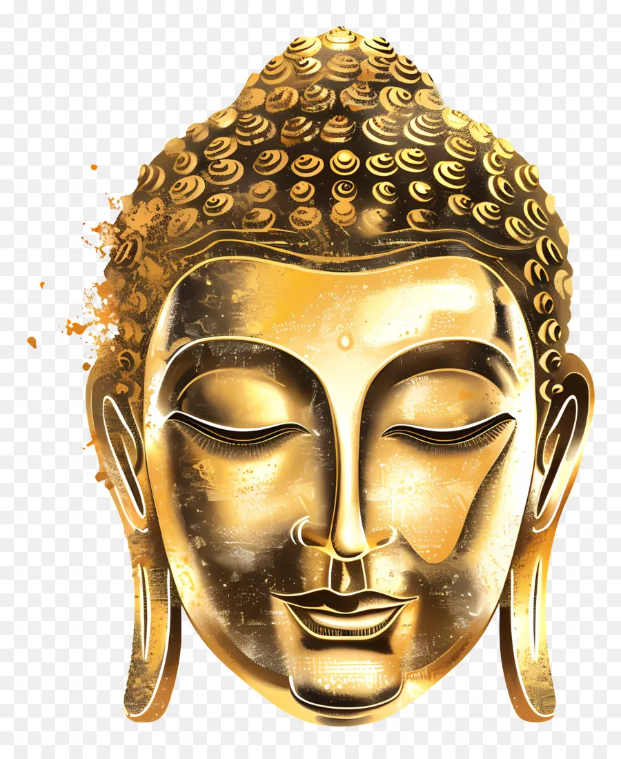 Buddha Wajah，Kepala Buddha Emas PNG