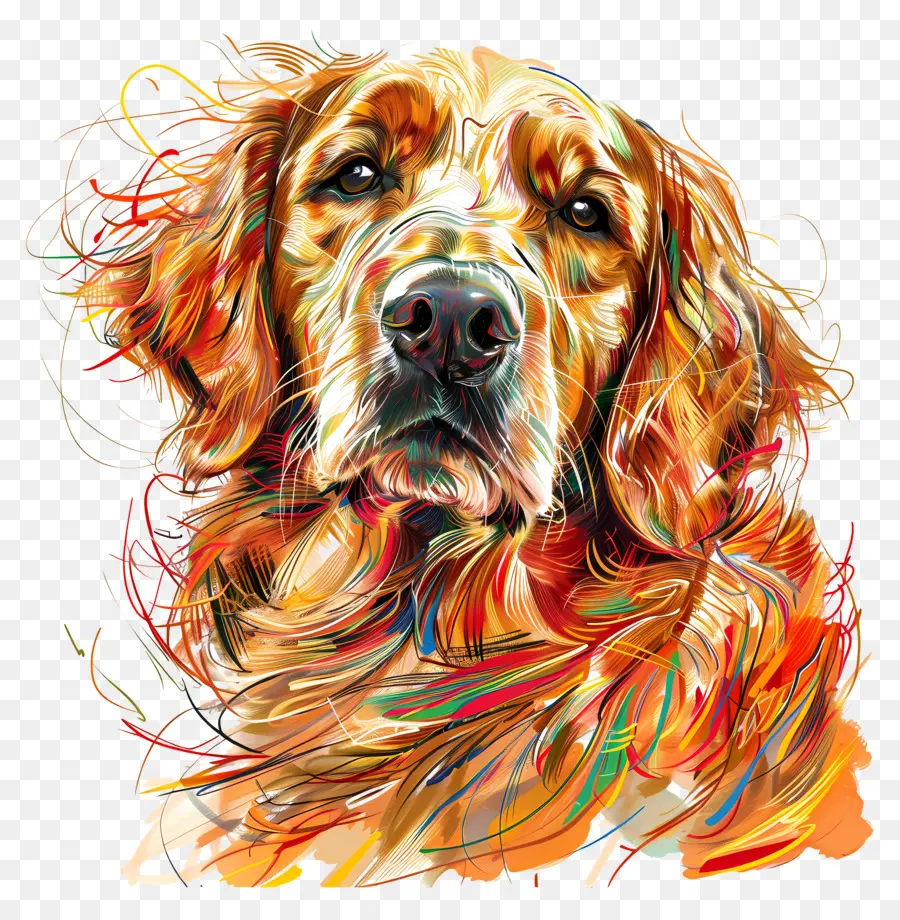 Golden Retriever Anjing，Seni Abstrak PNG