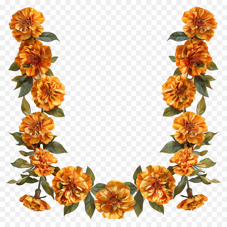 Karangan Bunga Marigold，Bingkai Bunga PNG
