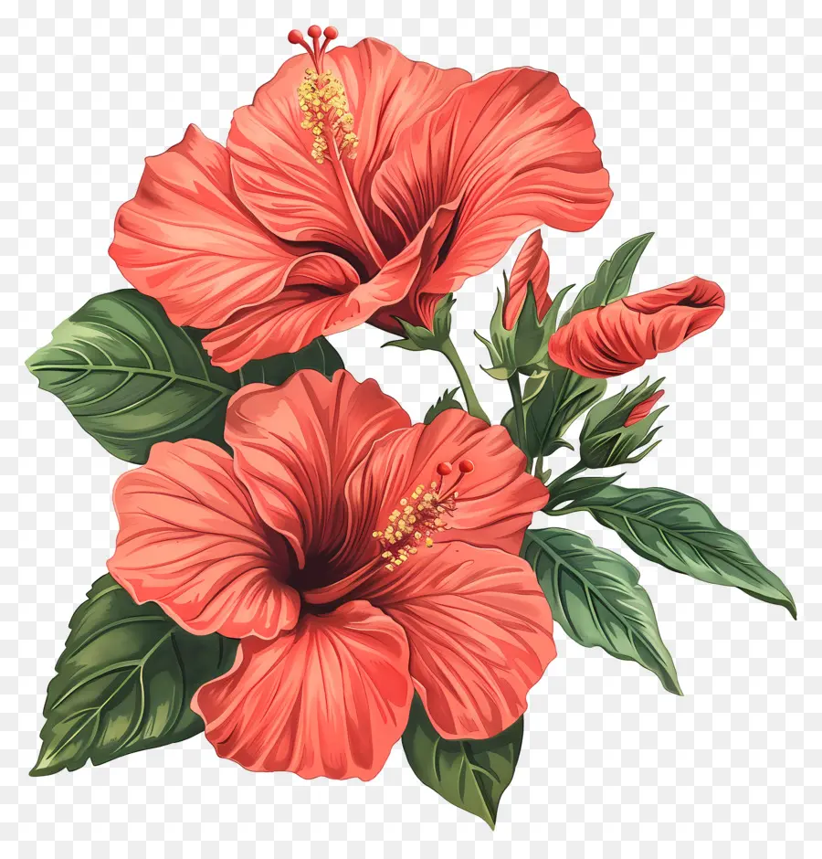 Moana Hibiscus，Bunga Kembang Sepatu Orange PNG