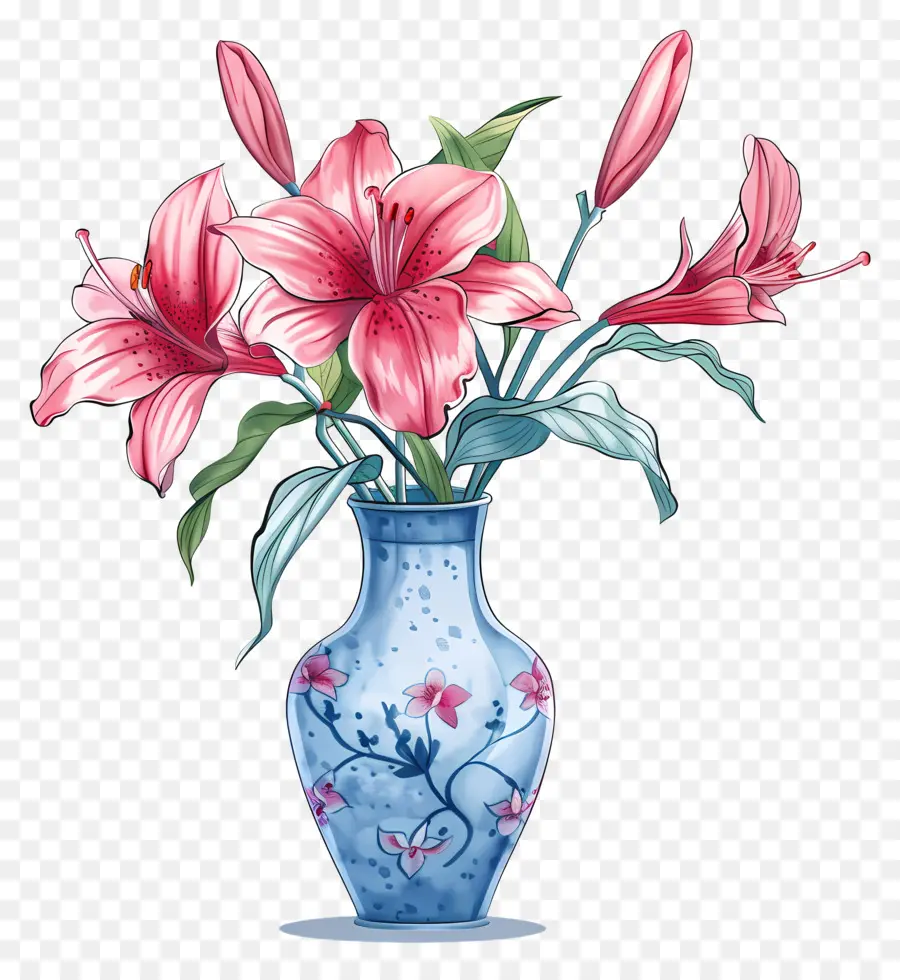 Vas Dengan Bunga，Vas Biru PNG
