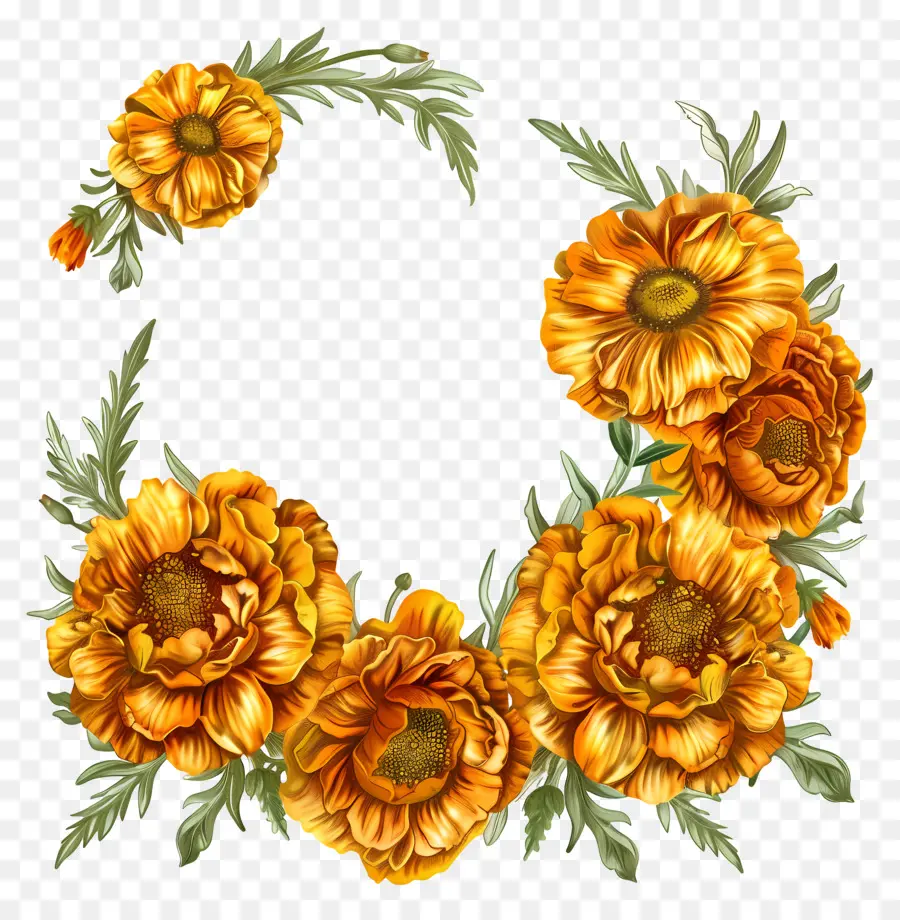 Marigold Flower Toran，Bunga Kuning PNG