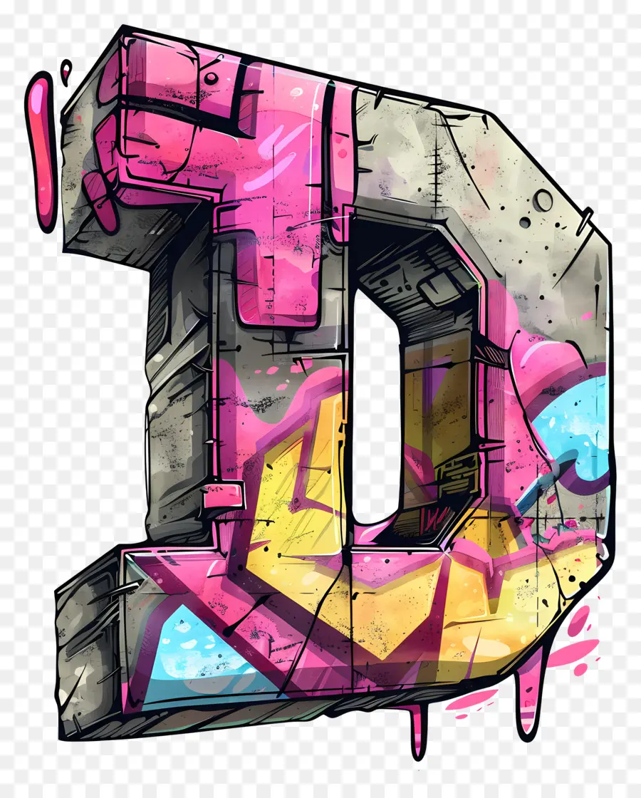 Huruf D，Grafiti PNG