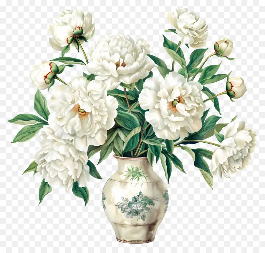 Vas Bunga，Peony Putih PNG