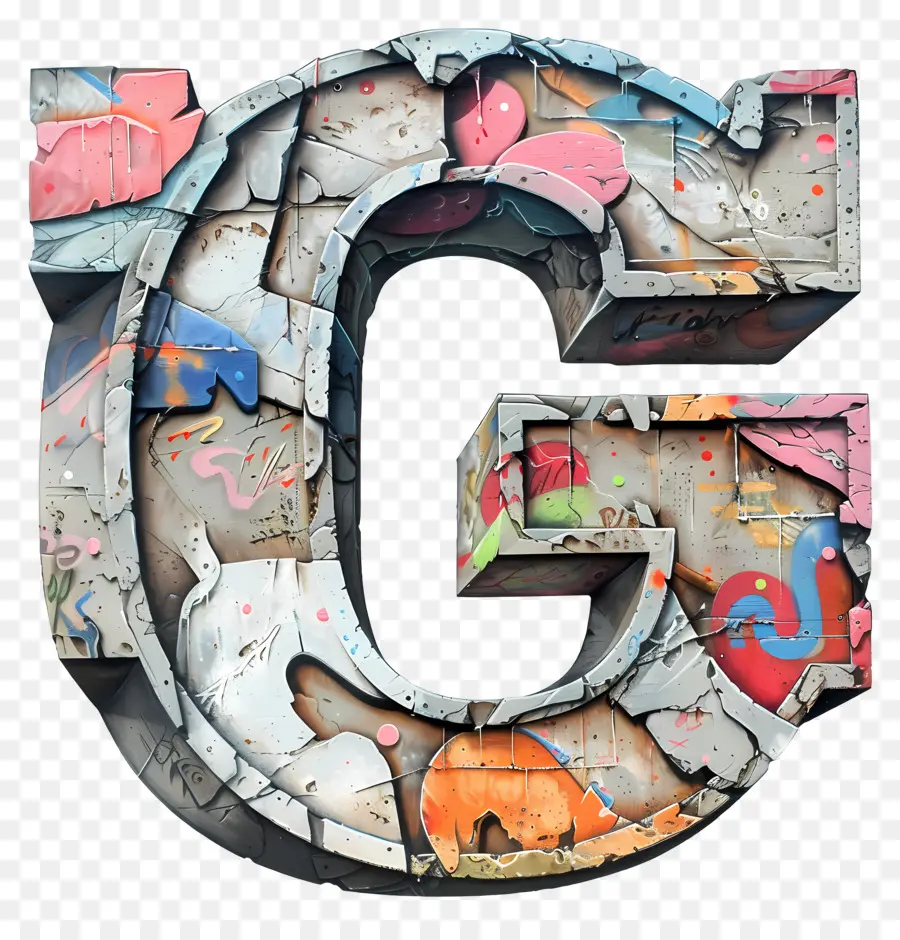Huruf G，Grafiti PNG