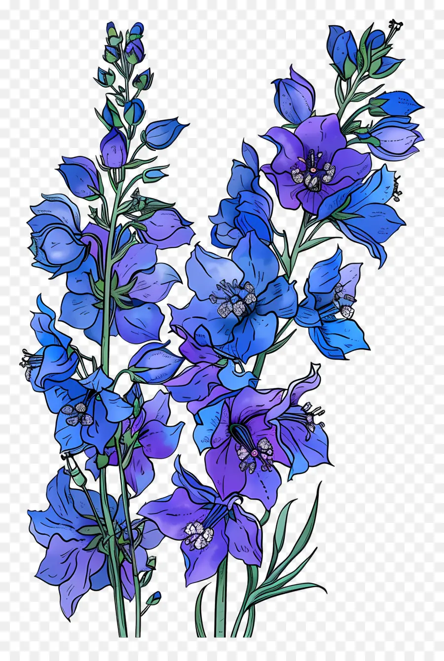 Bunga Larkspur，Bunga Biru PNG