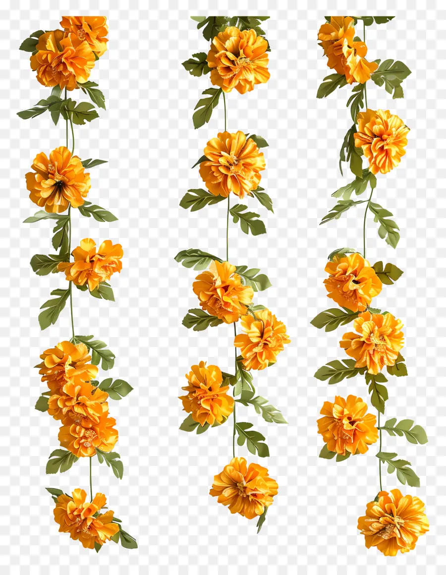 Karangan Bunga Marigold，Bunga Oranye PNG