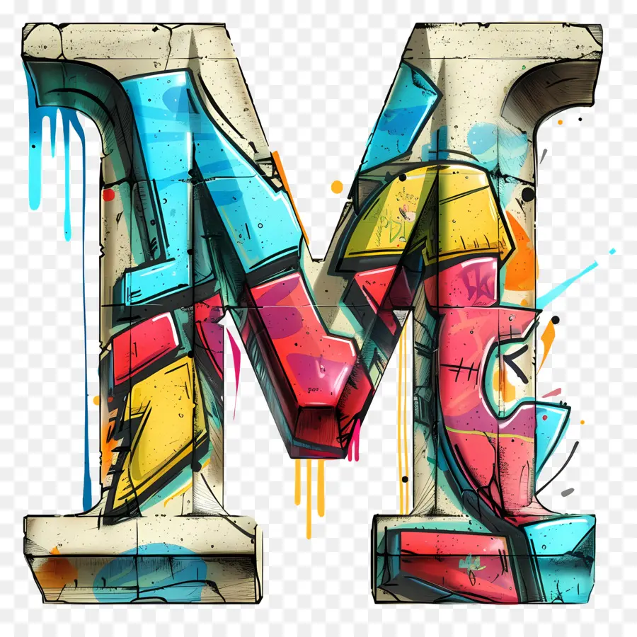 Huruf M，Seni Grafiti PNG