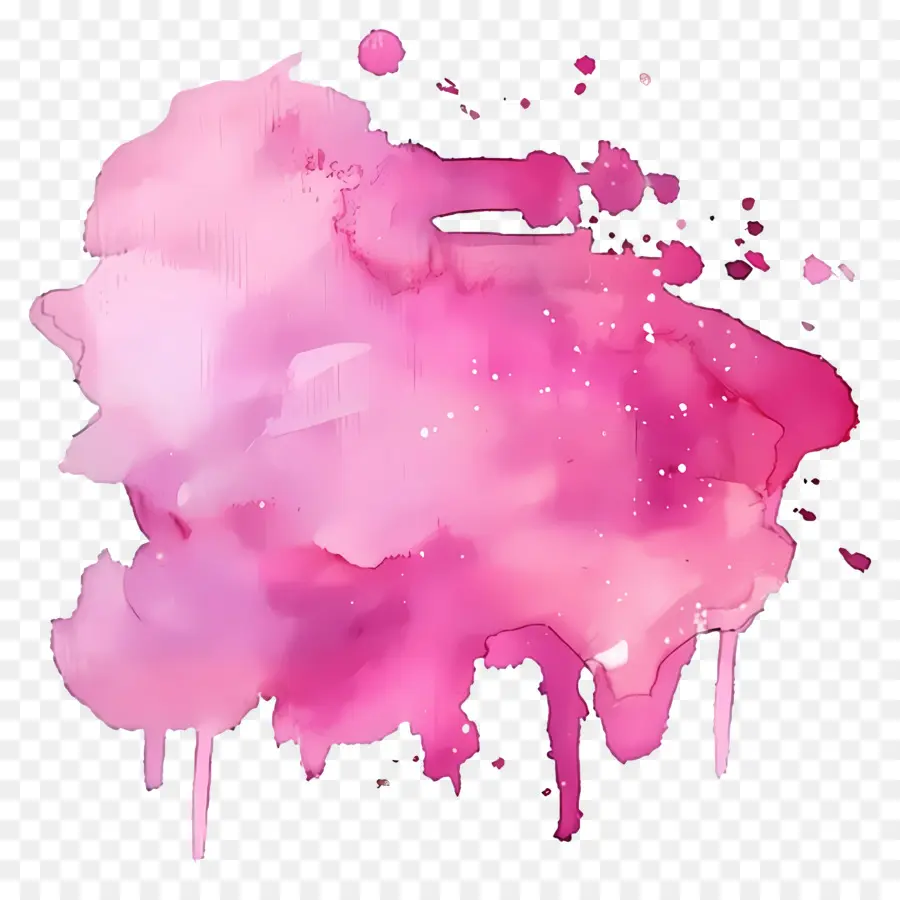 Pink Cat Air Noda，Lukisan Cat Air Merah Muda PNG