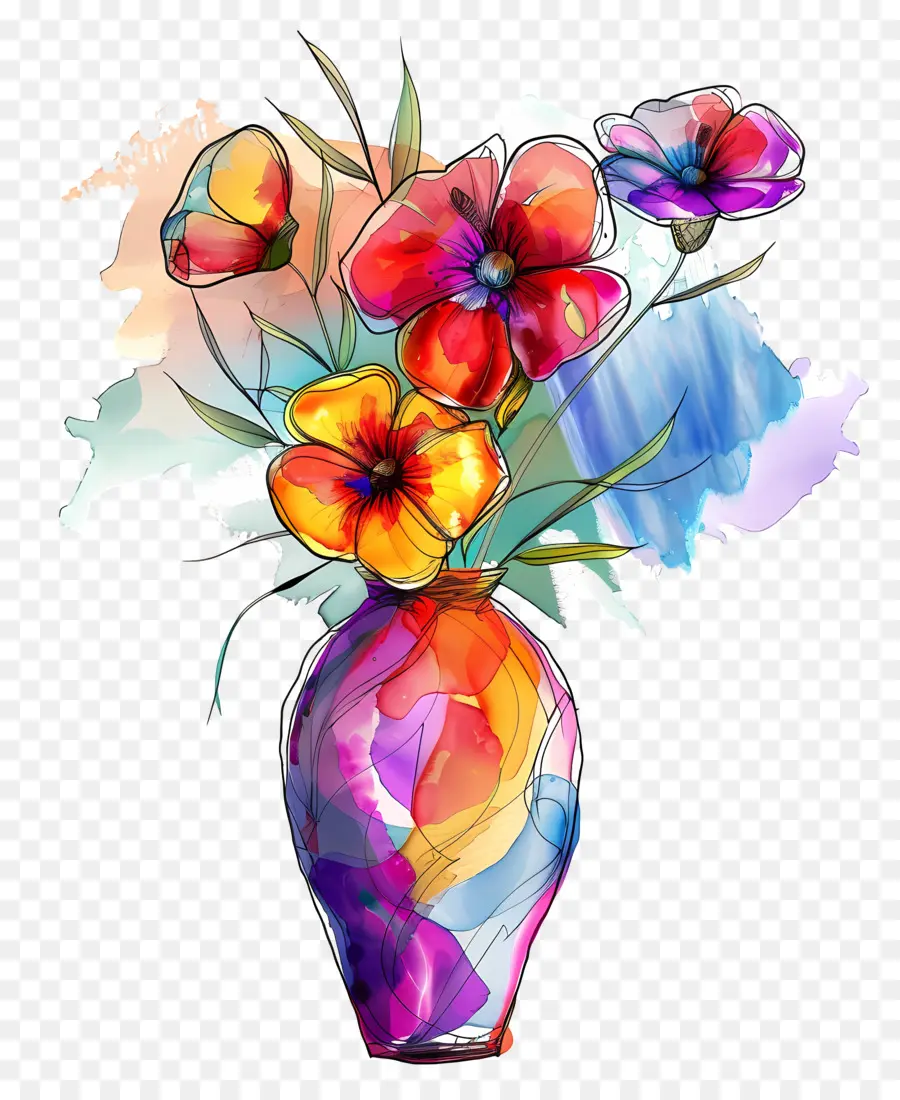 Vas Dengan Bunga，Abstrak PNG