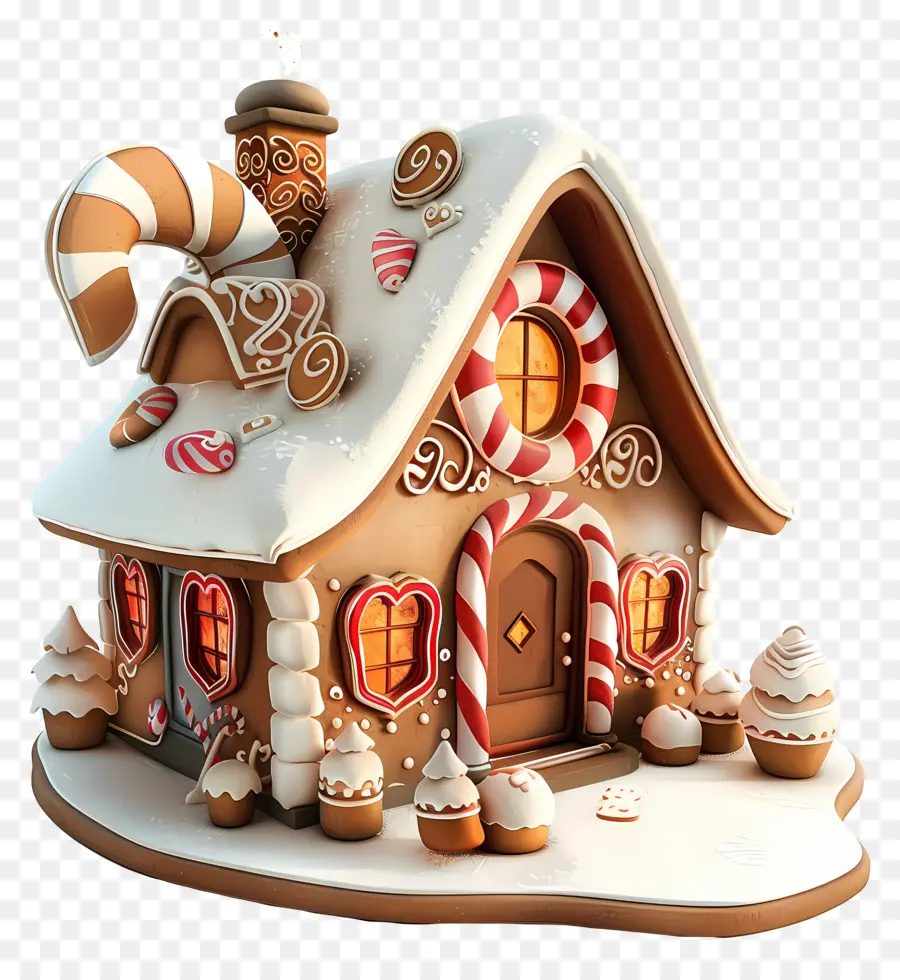 Gingerbread House，Permen Tongkat PNG