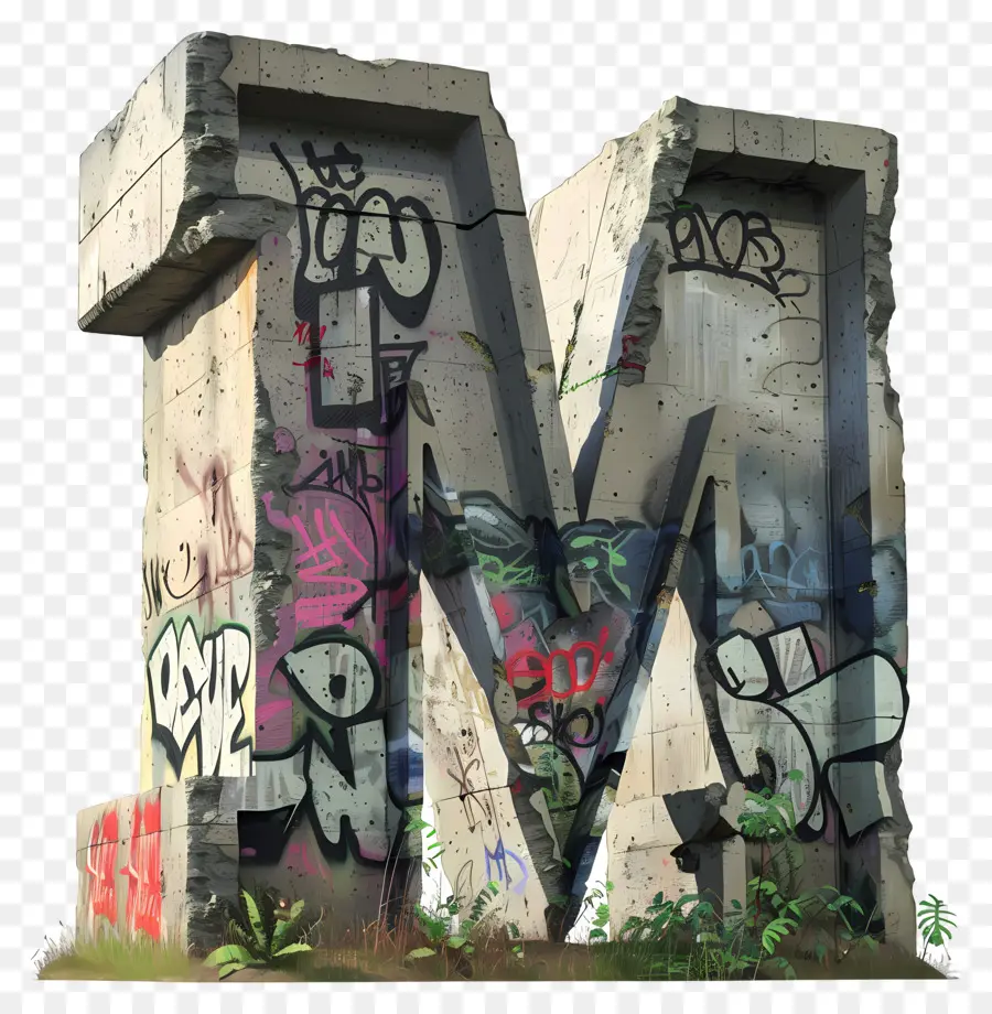 Huruf M，Grafiti PNG