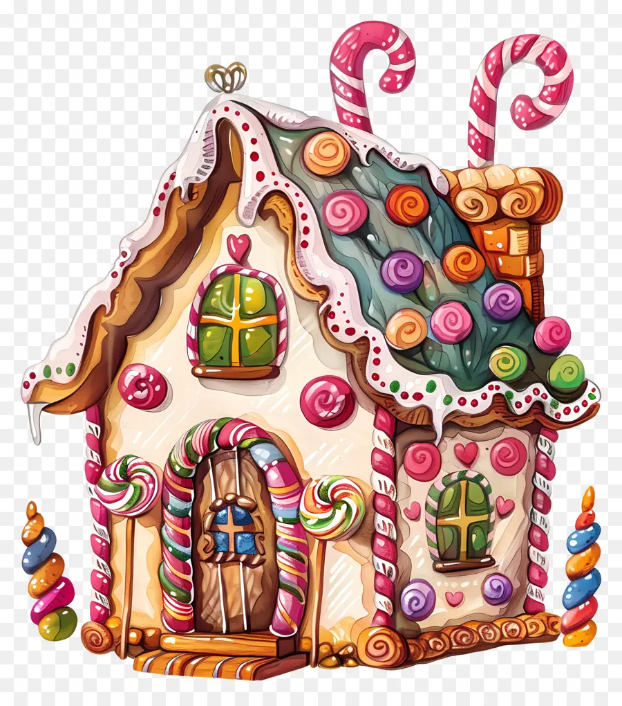 Gingerbread House，Permen Tongkat PNG