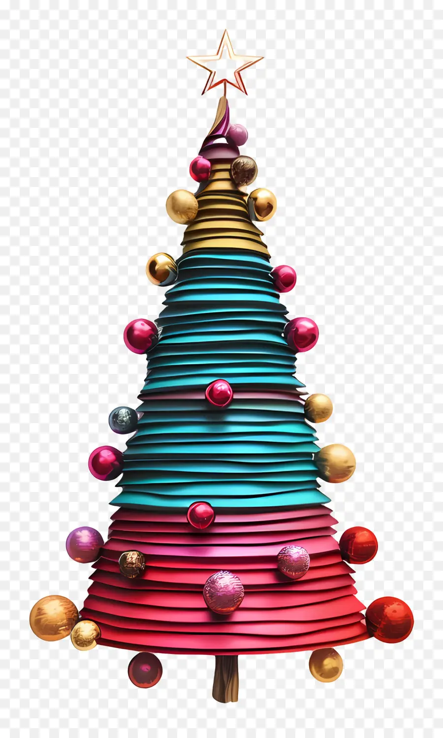 Pohon Natal，Ornamen Berwarna Warni PNG