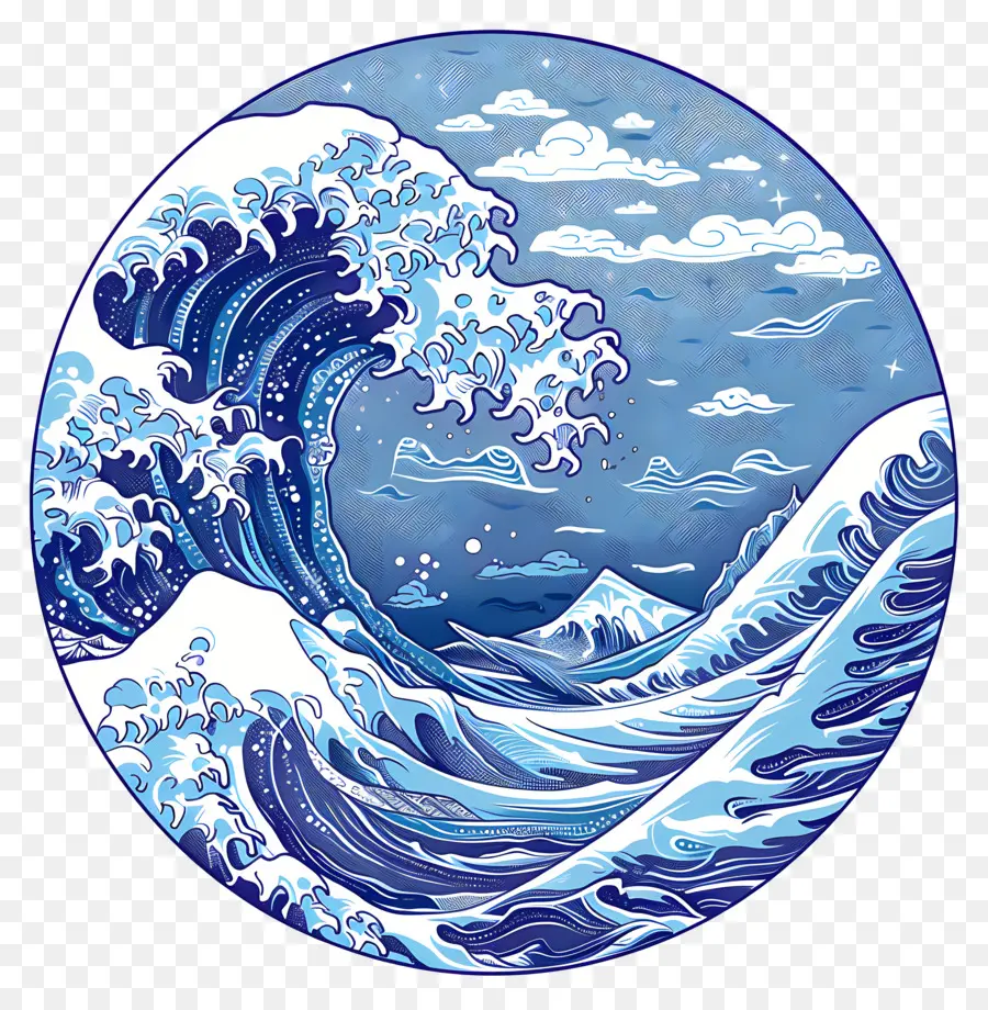 Gelombang Laut，Great Wave Off Kanagawa PNG