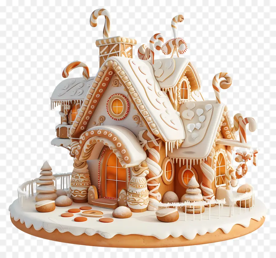 Gingerbread House，Frosting Putih PNG