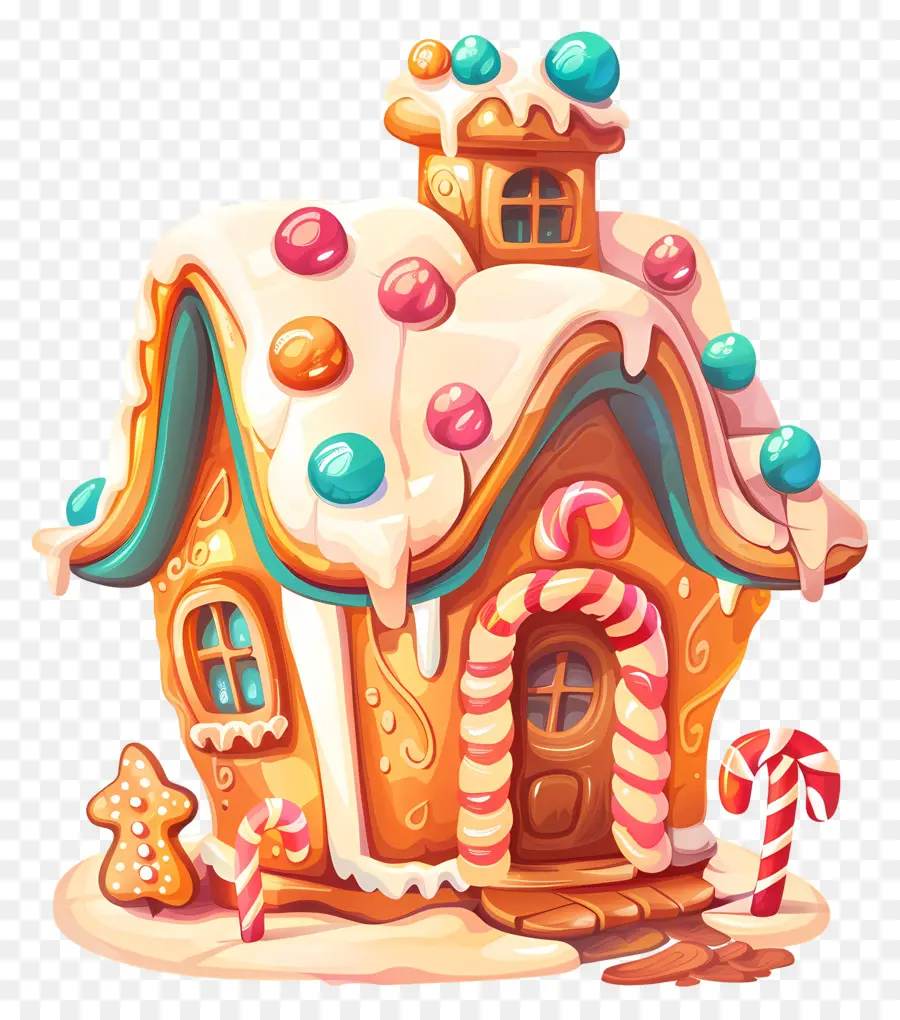 Gingerbread House，Dekorasi Natal PNG