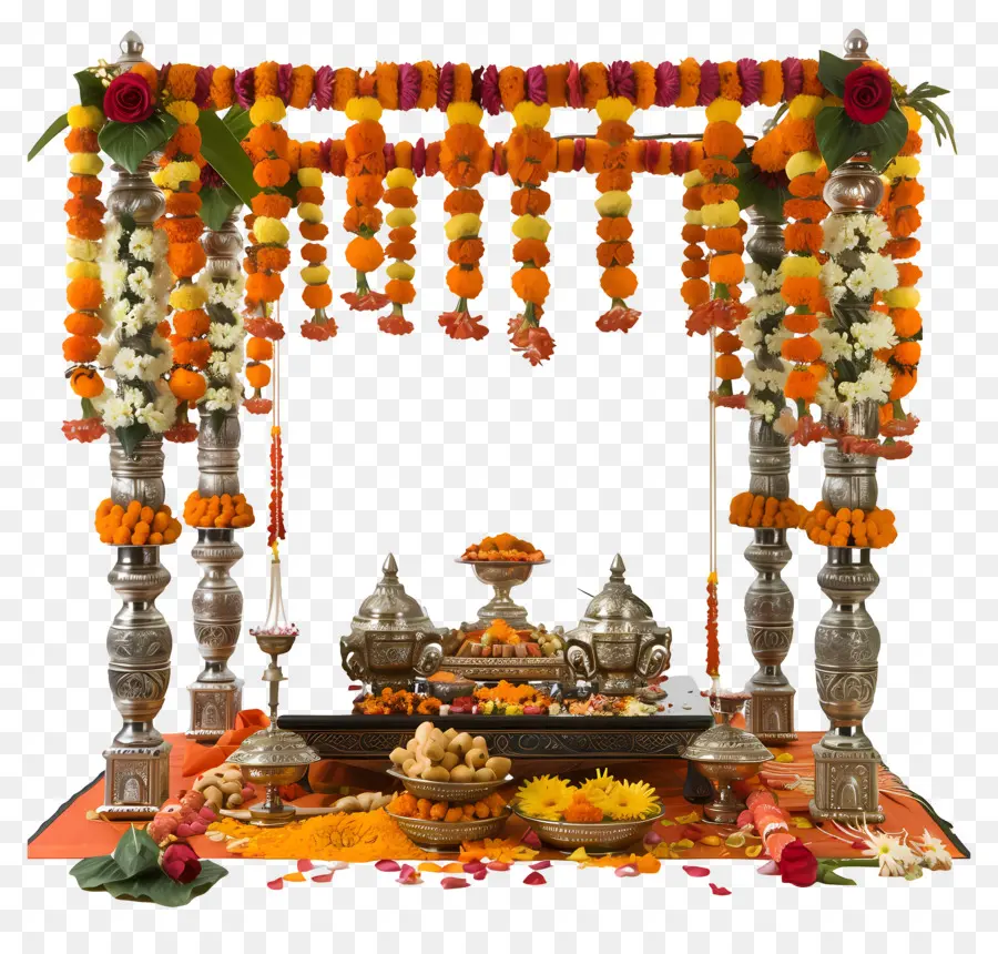 Pernikahan Hindu，Dekorasi Panggung Bunga PNG