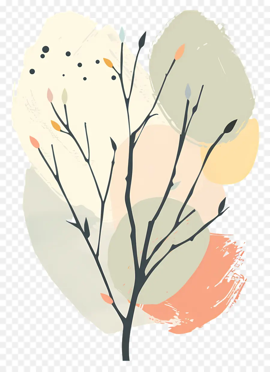 Cabang Pohon，Lukisan Cat Air PNG