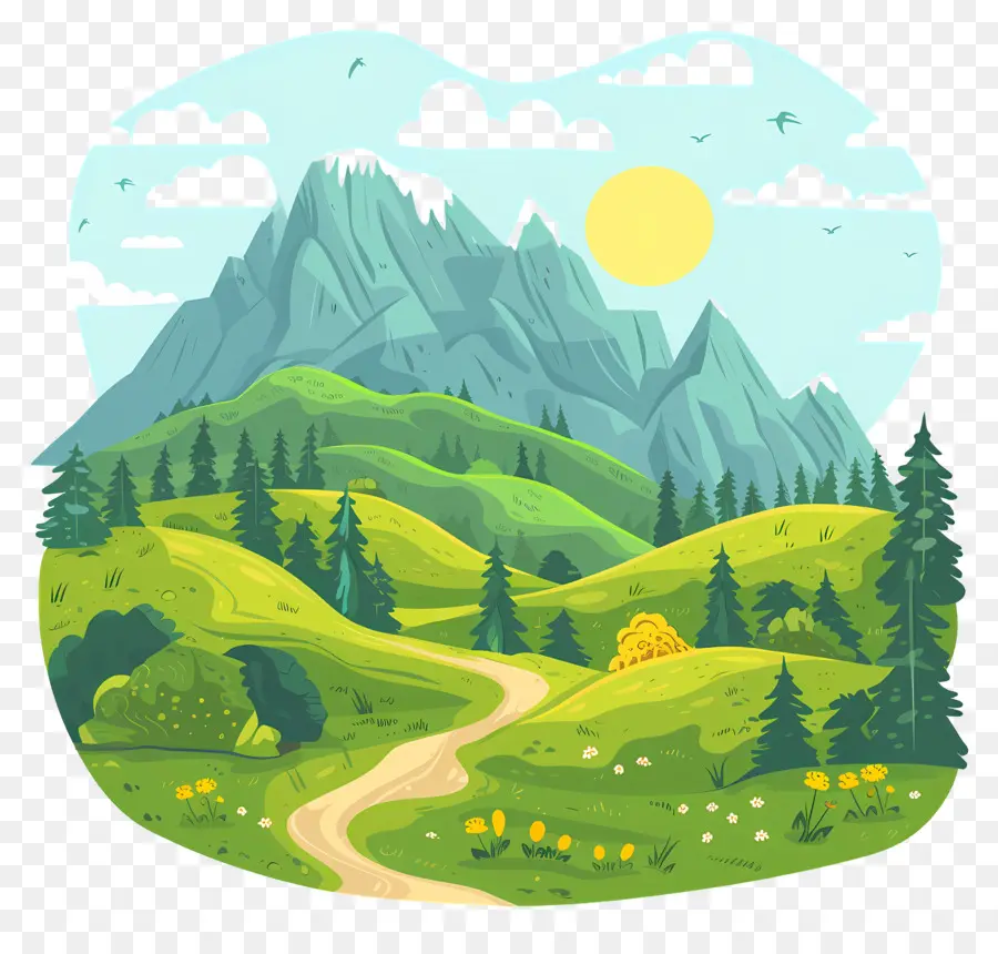 Clipart Lembah，Pemandangan Gunung PNG