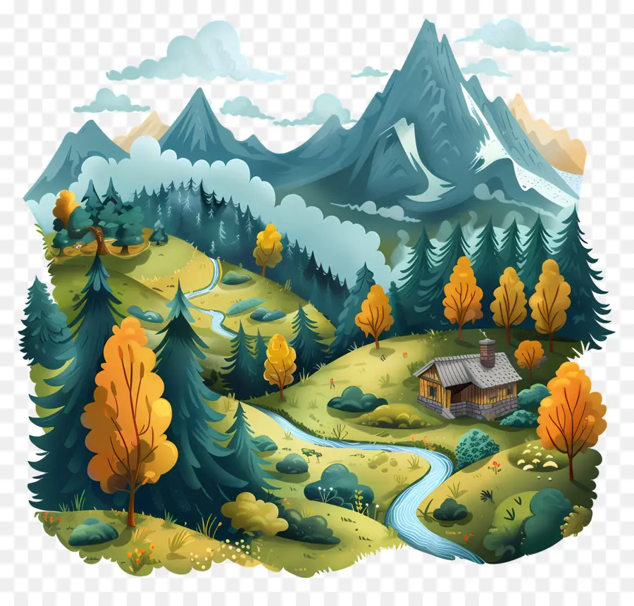 Valley Clipart，Kartun Landscape PNG