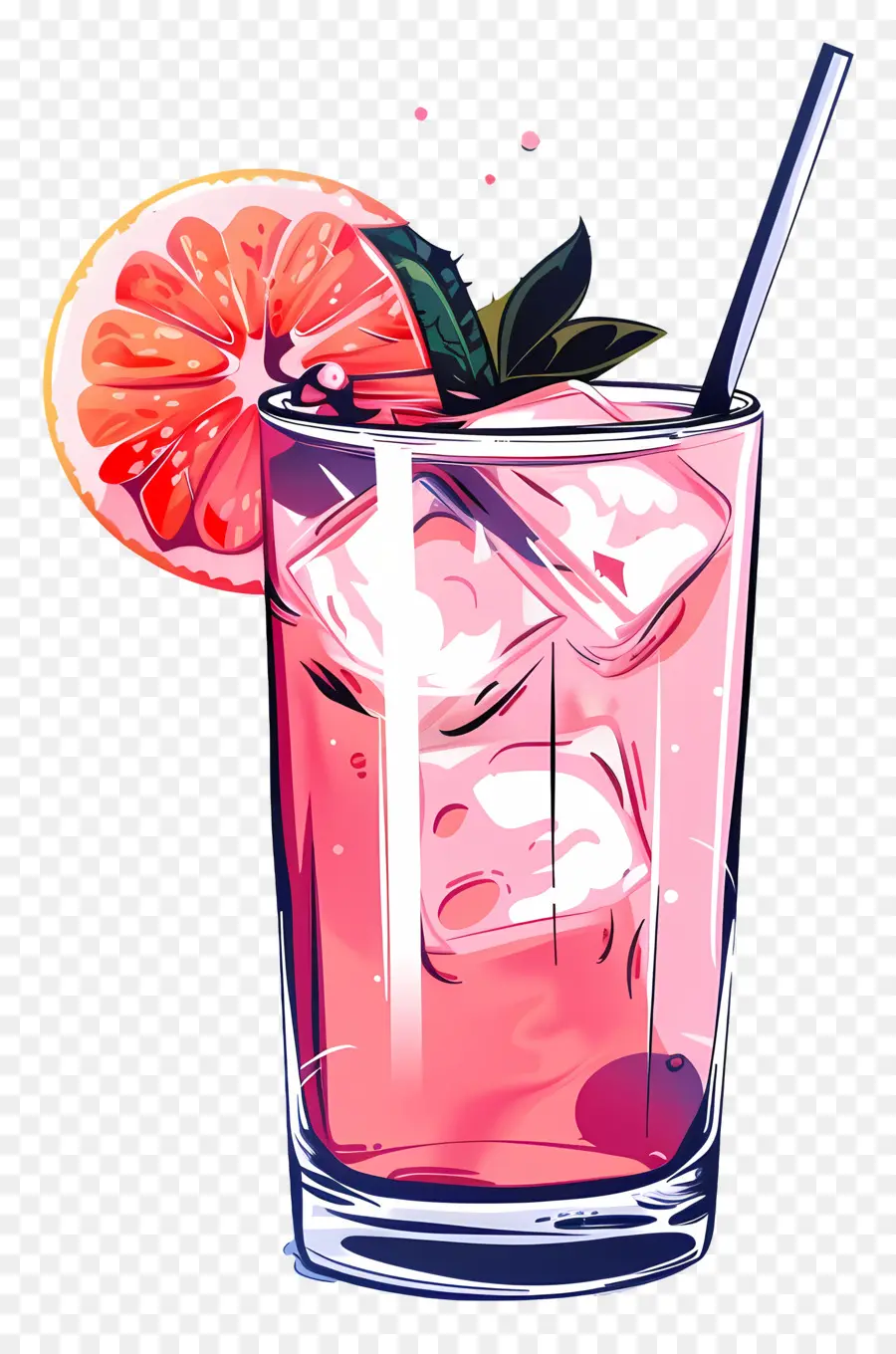 Pink Koktail，Merah Muda Minum PNG