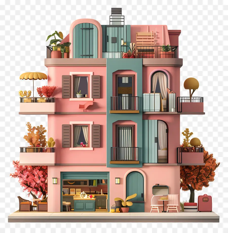Apartemen，Pink House PNG