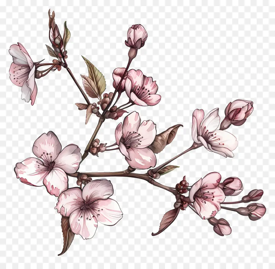 Bunga Sakura，Lukisan Cat Air PNG