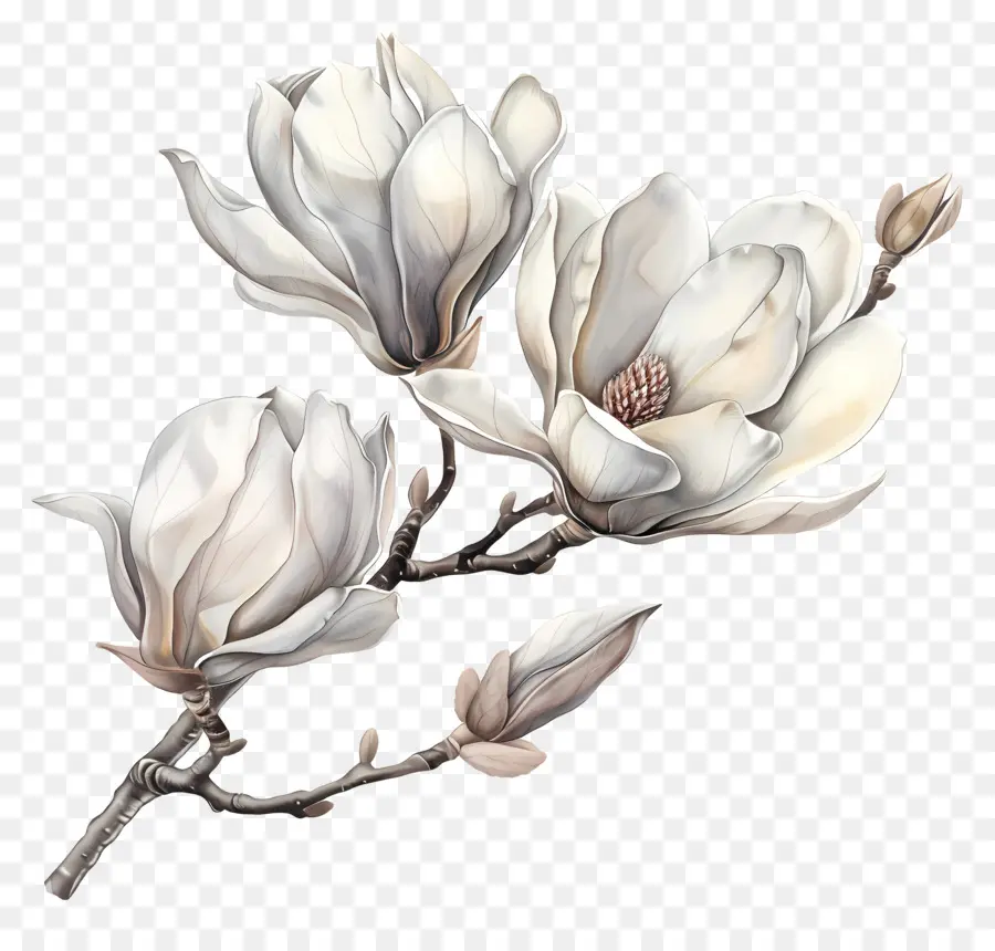Bunga Magnolia，Putih PNG