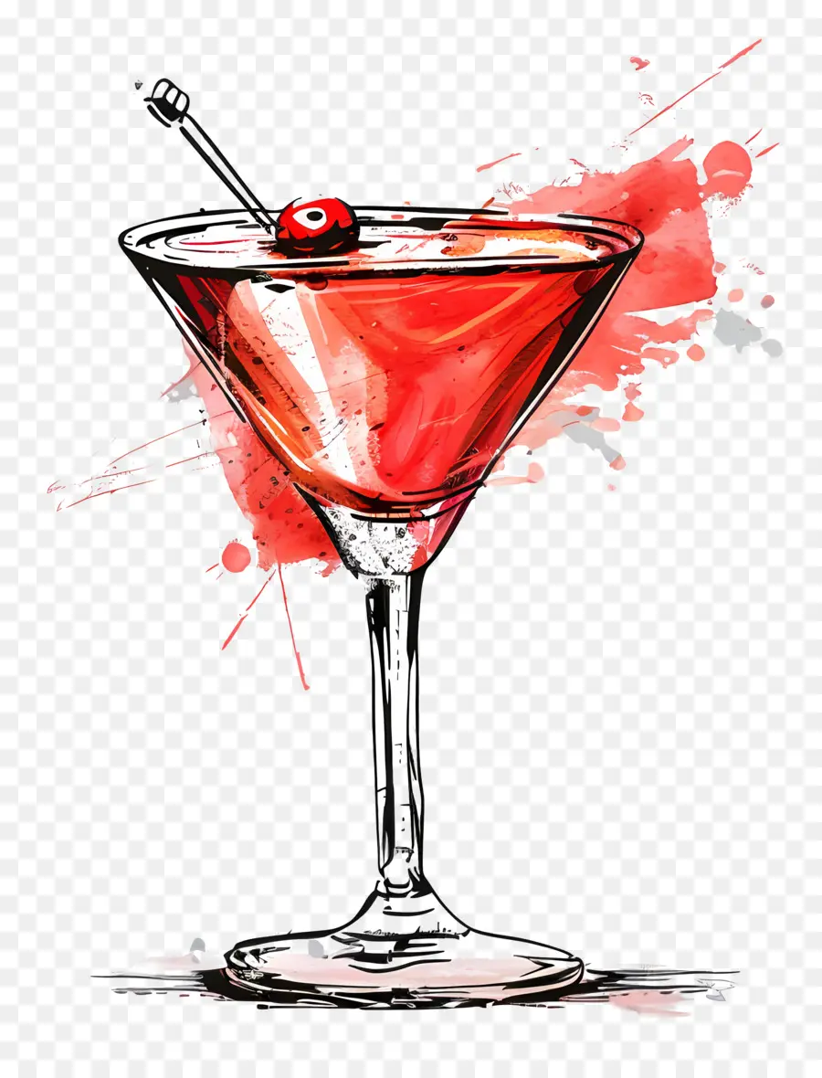 Koktail Merah，Kaca Martini Merah PNG
