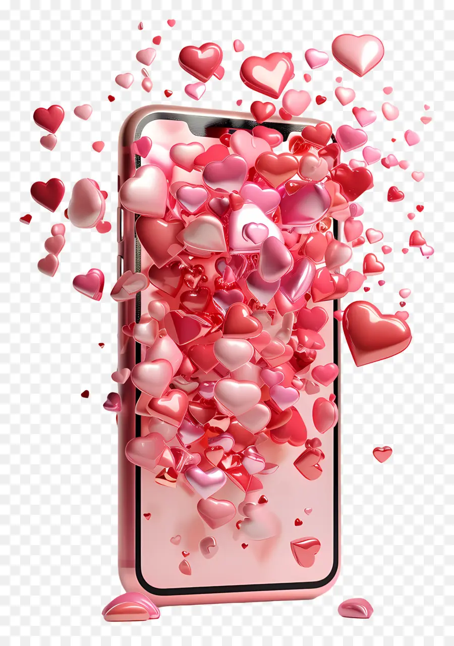 Cinta Desain，Smartphone Merah Muda PNG