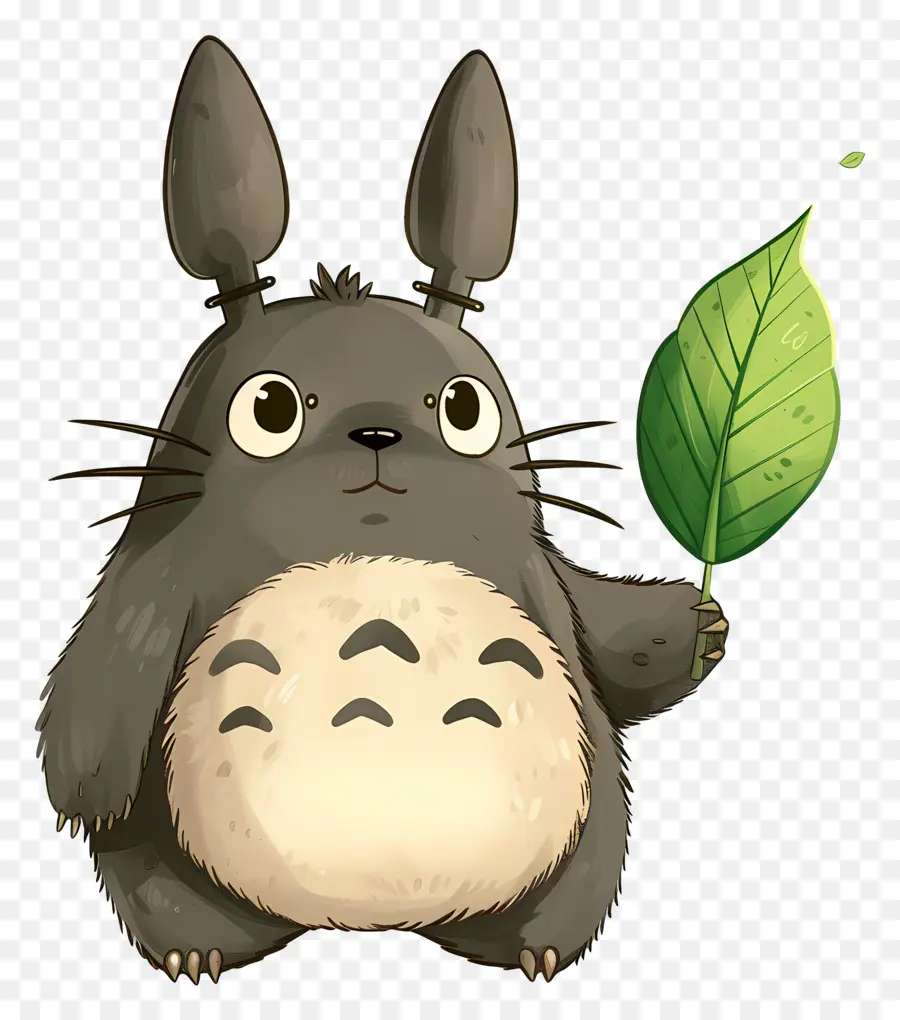 Totoro，Totoro Dengan Daun PNG