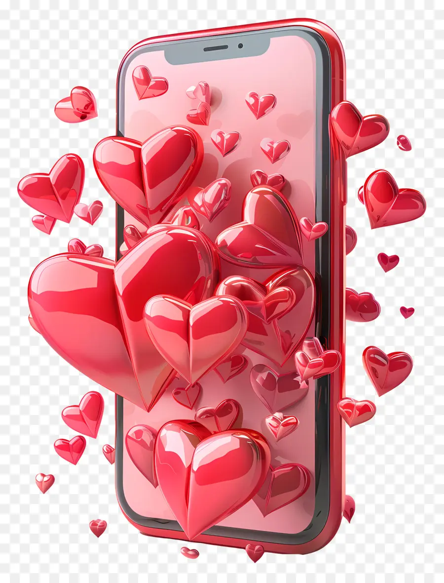 Cinta Desain，Smartphone Merah PNG