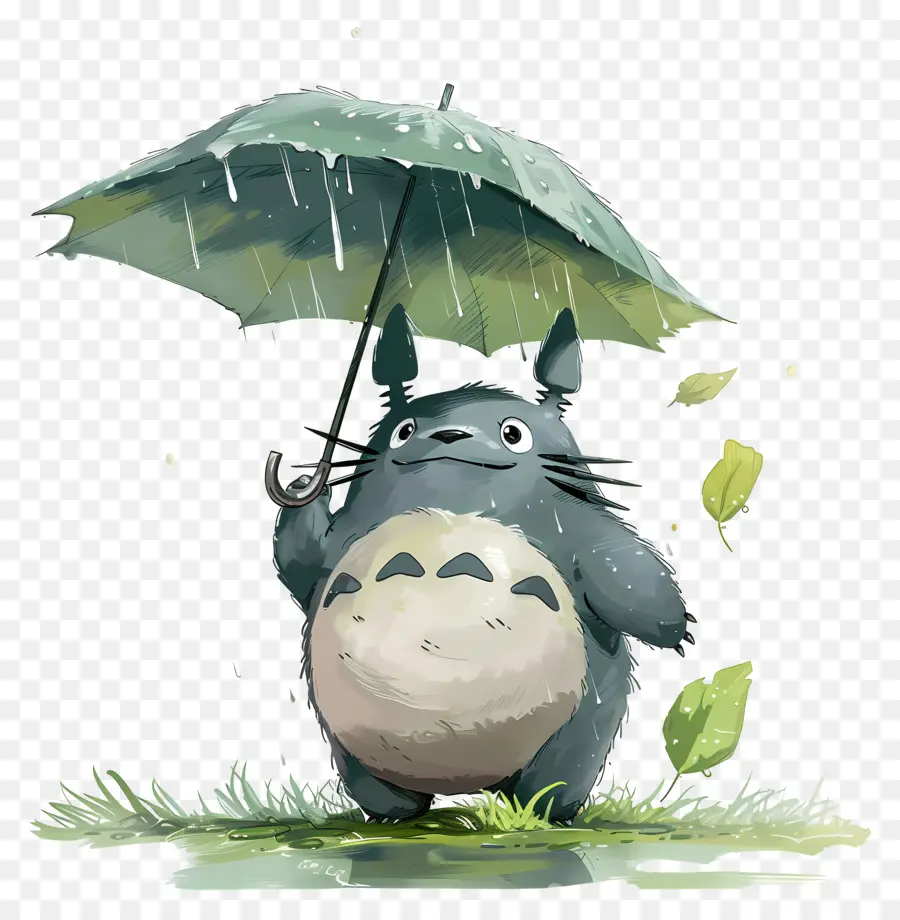 Totoro，Totoro Dengan Payung Daun PNG