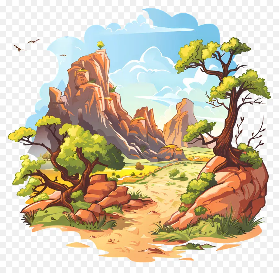 Clipart Lembah，Pemandangan Gunung PNG